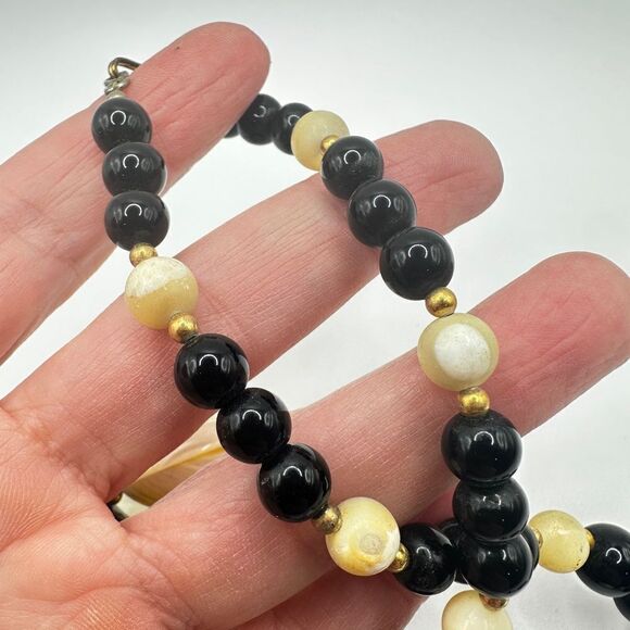 Vintage Lee Sands Leo the Lion Mother of Pearl Inlay Onyx and Quartz Necklace! - Picture 6 of 12